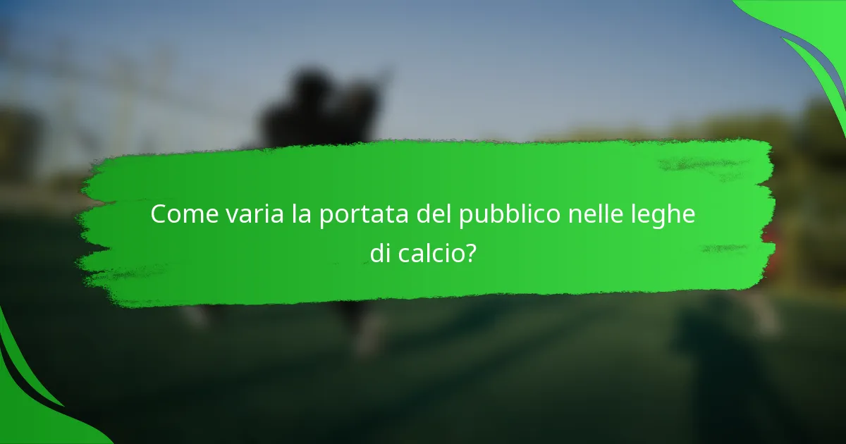 Come varia la portata del pubblico nelle leghe di calcio?