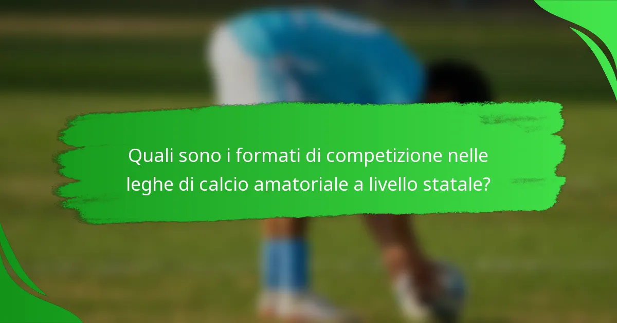 Quali sono i formati di competizione nelle leghe di calcio amatoriale a livello statale?