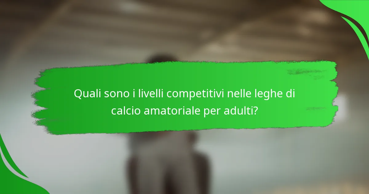 Quali sono i livelli competitivi nelle leghe di calcio amatoriale per adulti?